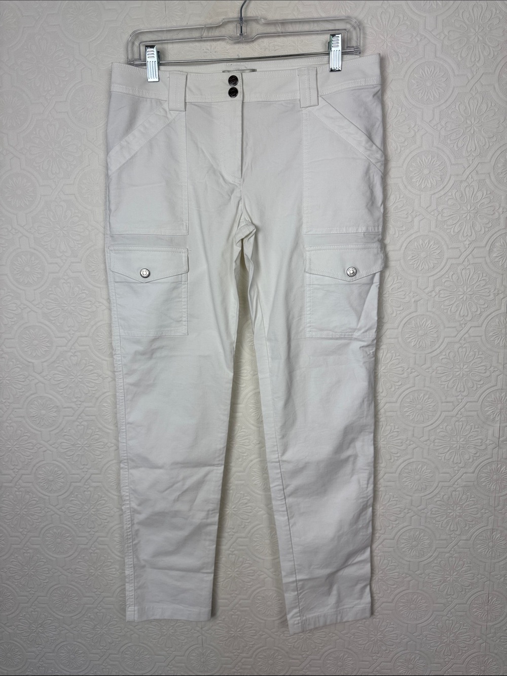Anatomie Kate Skinny Cargo Pants White Silver Medium Italy - Picture 4 of 10